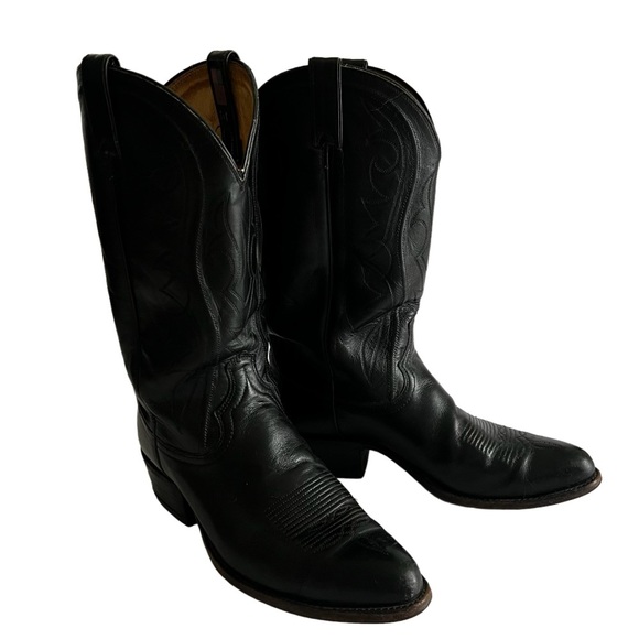 Other - Vintage Dan Post Men’s Black Cowboy Boots sz 9.5